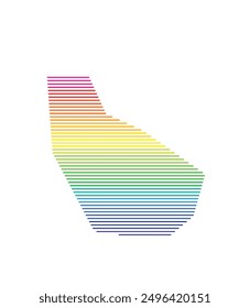 Mapa simbólico del municipio especial de San Eustaquio (Países Bajos) que muestra el territorio con líneas paralelas Horizontales en colores del arco iris