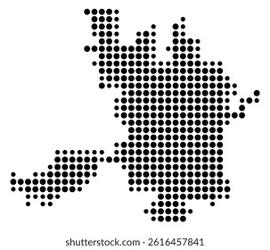 Symbol Map of Spokane (United States) showing the city with a pattern of just a few black dots