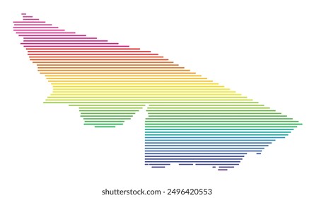 Symbolkarte des Bundesstaates Acre (Brasilien) mit horizontalen parallelen Linien in Regenbogenfarben