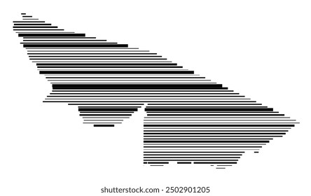 Symbol Map of the State Acre (Brazil) showing the territory with parallel black lines in different line thickness