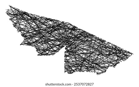 Symbol Map of the State Acre (Brazil) showing the state with black, crossing lines like Mikado Sticks or a spider web