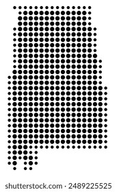 Symbol Map of the State Alabama (United States of America) showing the state with a pattern of black circles