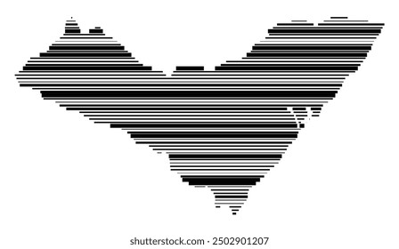 Mapa simbólico del estado de Alagoas (Brasil) que muestra el territorio con líneas negras paralelas en diferentes grosores de línea