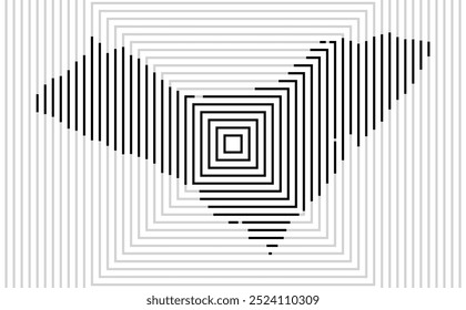 Mapa simbólico del estado de Alagoas (Brasil) que muestra el territorio con una serie de líneas cuadradas negras sobre fondo blanco