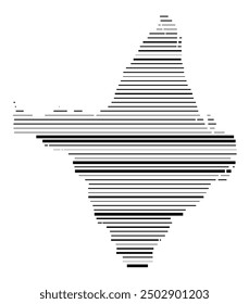 Symbol Map of the State Amapa (Brazil) showing the territory with parallel black lines in different line thickness