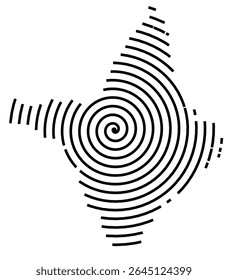 Mapa de símbolos do Estado de Amapa (Brasil) mostrando o território com uma linha espiral preta