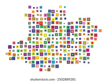 Symbol Map of the State Amazonas (Brazil) showing the territory with a pattern of overlapping colorful squares like candies