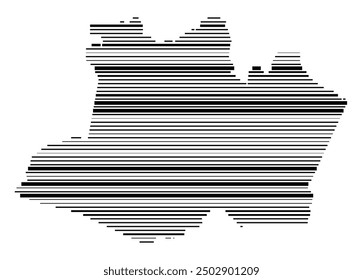 Symbol Map of the State Amazonas (Brazil) showing the territory with parallel black lines in different line thickness