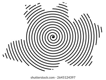 Symbol Map of the State Amazonas (Brazil) showing the territory with a black spiral line