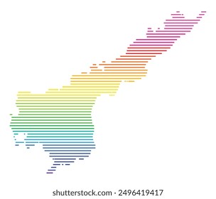 Symbol Map of the State Andhra Pradesh (India) showing the territory with horizontal parallel lines in rainbow colors