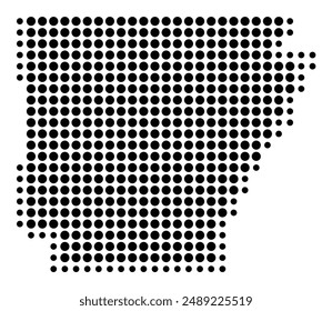 Symbol Map of the State Arkansas (United States of America) showing the state with a pattern of black circles