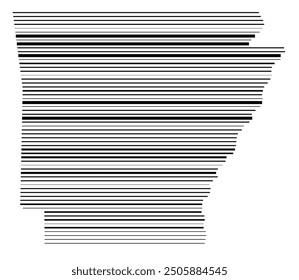 Symbol Map of the State Arkansas (United States of America) showing the state with parallel black lines in different line thickness