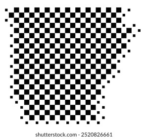 Symbol Map of the State Arkansas (United States of America) showing the state with a pattern of black squares like a chessboard