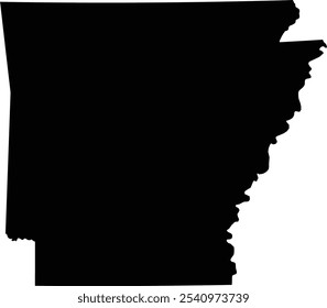 Symbol Map of the State Arkansas (United States of America) showing the state as black polygon with transparent background