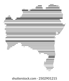 Symbol Map of the State Bahia (Brazil) showing the territory with parallel black lines in different line thickness