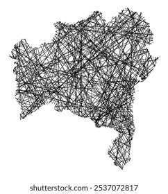 Symbol Map of the State Bahia (Brazil) showing the state with black, crossing lines like Mikado Sticks or a spider web