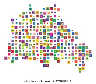 Symbol Map of the State Berlin (Germany) showing the Bundesland with a pattern of overlapping colorful squares like candies