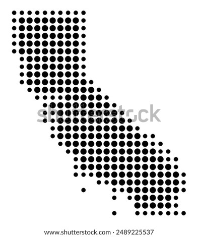 Symbol Map of the State California (United States of America) showing the state with a pattern of black circles