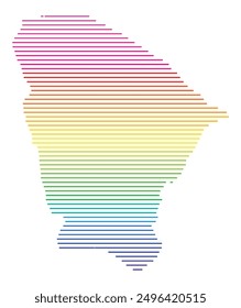 Symbolkarte des Bundesstaates Ceara (Brasilien) mit horizontalen parallelen Linien in Regenbogenfarben