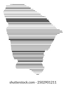 Symbol Map of the State Ceara (Brazil) showing the territory with parallel black lines in different line thickness