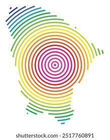 Symbol Map of the State Ceara (Brazil) showing the territory with concentric circles in rainbow colors