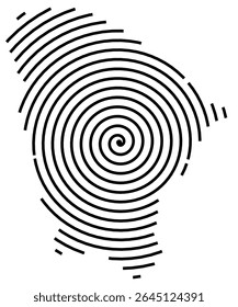 Symbol Map of the State Ceara (Brazil) showing the territory with a black spiral line