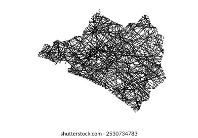 Symbol Map of the State Colima (Mexico) showing the state with black, crossing lines like Mikado Sticks or a spider web