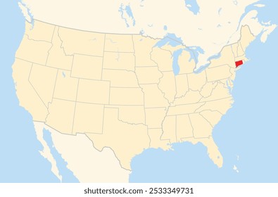 Symbol Map of the State Connecticut (United States of America) showing the Contiguous United States with the highlighted state