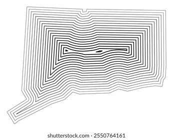 Symbol Map of the State Connecticut (United States of America) showing the state border buffered inside with black tapering lines