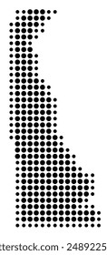 Symbol Map of the State Delaware (United States of America) showing the state with a pattern of black circles