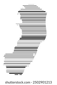 Mapa simbólico del Estado Espirito Santo (Brasil) que muestra el territorio con líneas negras paralelas en diferentes grosores de línea