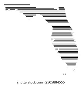 Mapa de símbolos del estado de Florida (Estados Unidos de América) que muestra el estado con líneas negras paralelas en diferentes grosores de línea