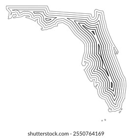 Symbol Map of the State Florida (United States of America) showing the state border buffered inside with black tapering lines
