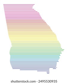 Symbolkarte des Bundesstaates Georgia (Vereinigte Staaten von Amerika) mit Horizontalen Parallellinien in Regenbogenfarben