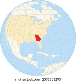 Symbol Map of the State Georgia (United States of America) showing the earth globe with the highlighted state