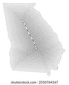 Symbol Map of the State Georgia (United States of America) showing the state border buffered inside with black tapering lines