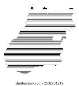 Symbol Map of the State Goias (Brazil) showing the territory with parallel black lines in different line thickness