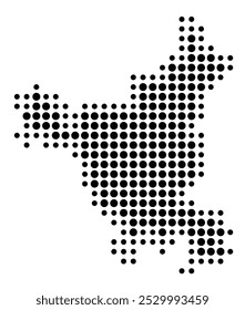 Symbolkarte des Bundesstaates Haryana (Indien) mit einem Muster schwarzer Kreise