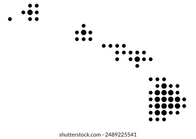 Symbol Map of the State Hawaii (United States of America) showing the state with a pattern of black circles