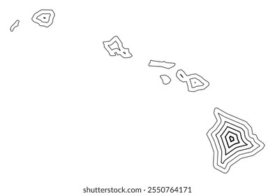 Symbol Map of the State Hawaii (United States of America) showing the state border buffered inside with black tapering lines