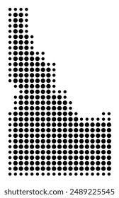 Symbol Map of the State Idaho (United States of America) showing the state with a pattern of black circles