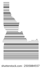 Symbol Map of the State Idaho (United States of America) showing the state with parallel black lines in different line thickness