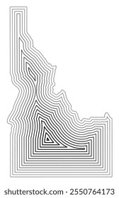 Symbol Map of the State Idaho (United States of America) showing the state border buffered inside with black tapering lines