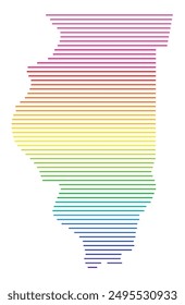 Symbol Map of the State Illinois (United States of America) showing the state with horizontal parallel lines in rainbow colors
