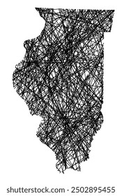 Symbol Map of the State Illinois (United States of America) showing the state with black, crossing lines like Mikado Sticks or a spider web