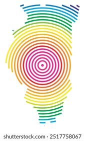 Symbolkarte des Bundesstaates Illinois (Vereinigte Staaten von Amerika) mit konzentrischen Kreisen in Regenbogenfarben