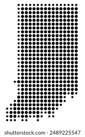 Symbol Map of the State Indiana (United States of America) showing the state with a pattern of black circles