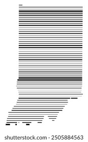 Symbol Map of the State Indiana (United States of America) showing the state with parallel black lines in different line thickness