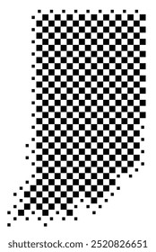 Symbol Map of the State Indiana (United States of America) showing the state with a pattern of black squares like a chessboard