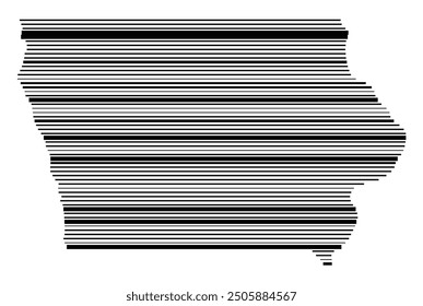 Symbol Map of the State Iowa (United States of America) showing the state with parallel black lines in different line thickness